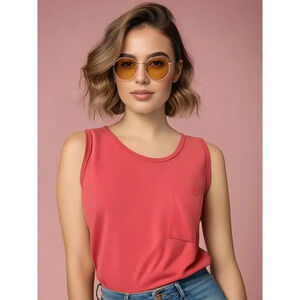 Vintage OSC Sport Women's Pink Size Large Casual Sleeveless‎ Pocket Tank Top